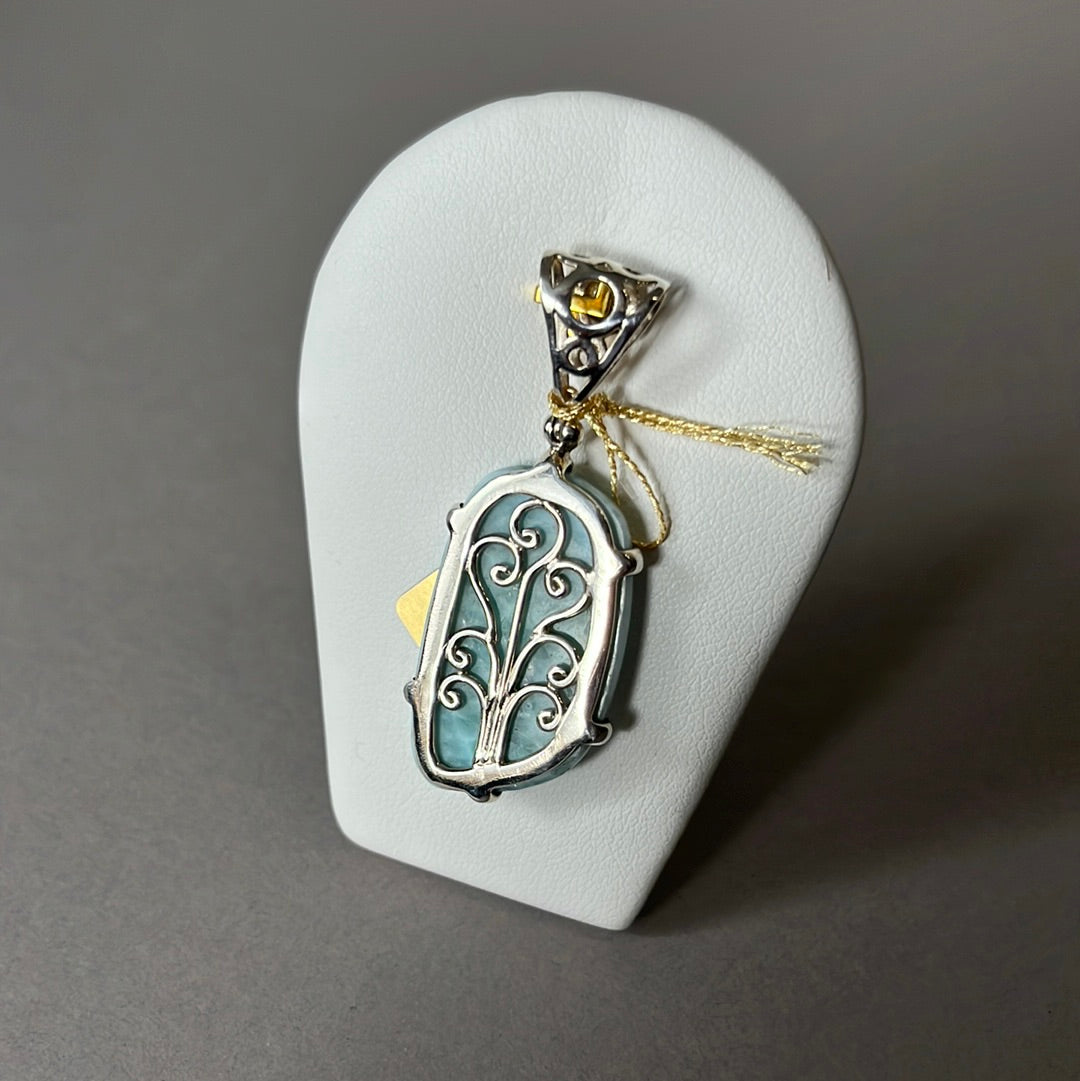 Pendant with larimar and topaz in silver PS107