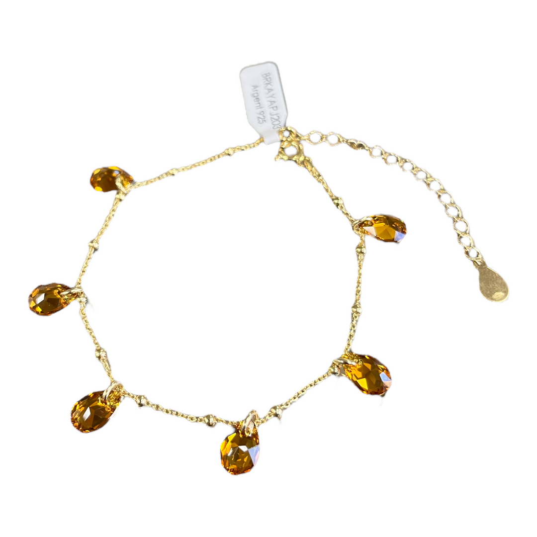 Armband mit Swarovski -Kristallen, Regensammlung, 203, goldenes Silber