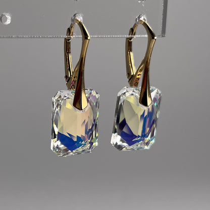 Earrings with Swarovski crystals, AB crystal, gold-plated silver, NOEMIE