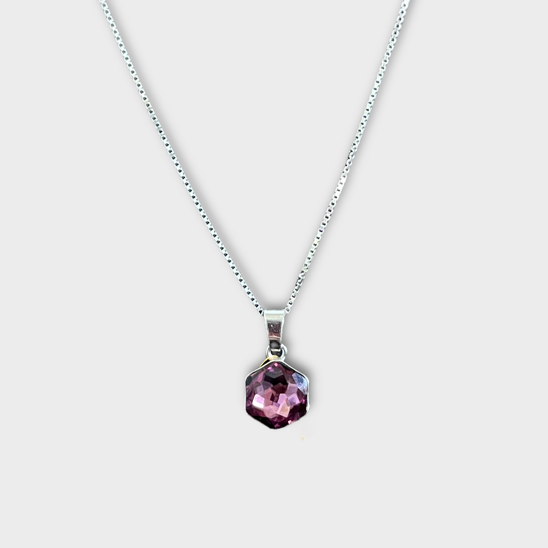 Necklace with Swarovski crystals, HONEY collection, antique pink, rhodium-plated silver