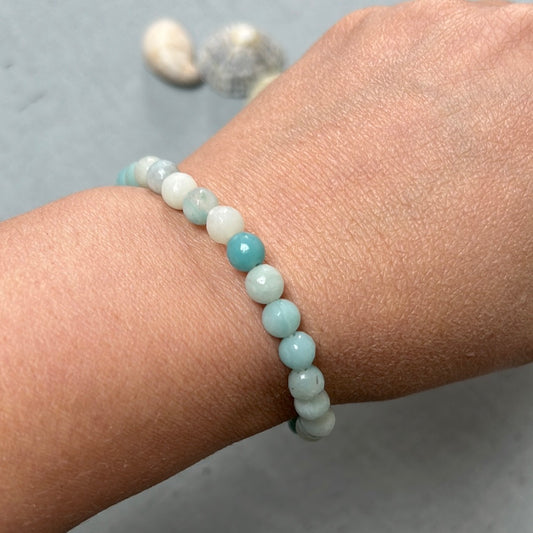 Bracelet AMAZONITE pierres facettés 6 mm