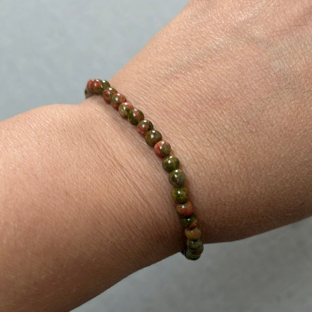 Bracelet UNAKITE pierres boules 4 mm