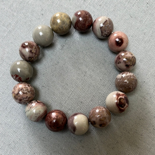 COFFEE GRAIN JASPER bracelet, 14 mm ball stones