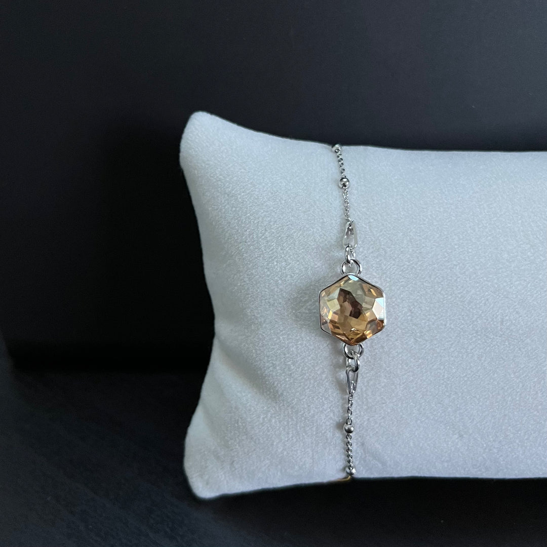 Bracelet with Swarovski crystals, HONEY collection, light golden yellow, rhodium-plated silver