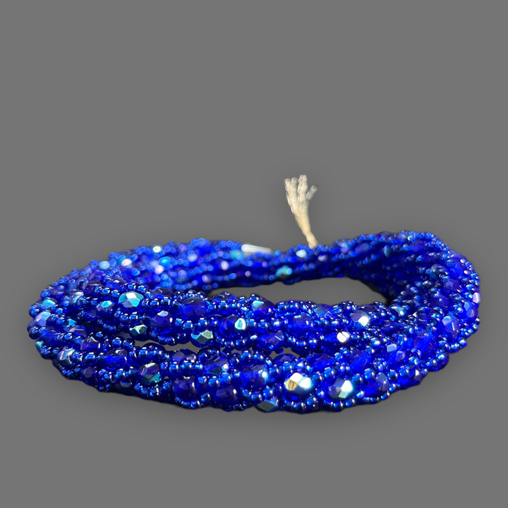 Collier spirale au crochet en perles Miyuki, cobalt, 44 cm