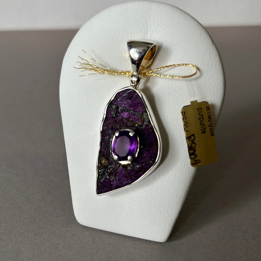 Pendant with purpurite amethyst in silver PS004