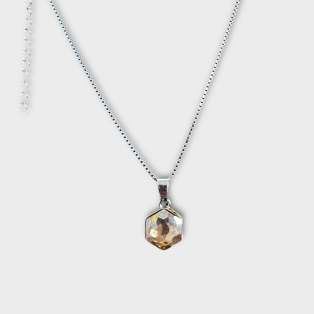 Necklace with Swarovski crystals, HONEY collection, light golden yellow, rhodium-plated silver