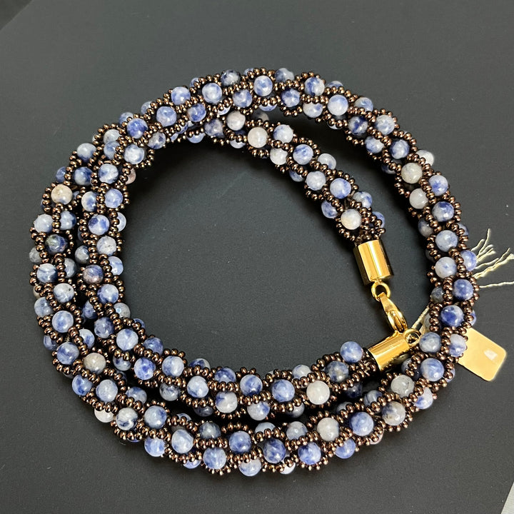 Collier au crochet en sodalite et perles Miyuki, 50 cm