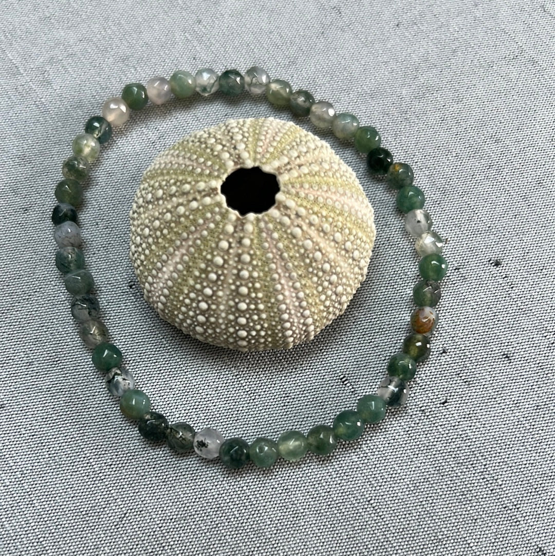 Bracelet AGATE MOUSSE pierres facettés 4 mm
